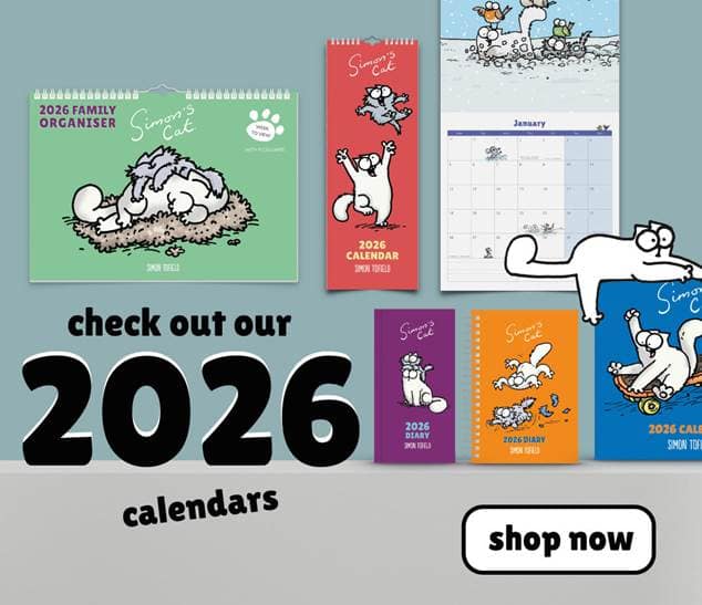 Calendarios y agendas 2026 de Simon's Cat con divertidas ilustraciones de gatos